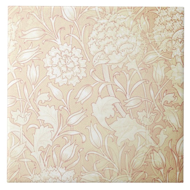 William Morris Floral Pattern in Pink Ceramic Tile (Front)