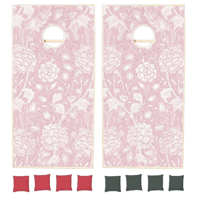 William Morris Floral Pattern in Pink Cornhole Set (Set)