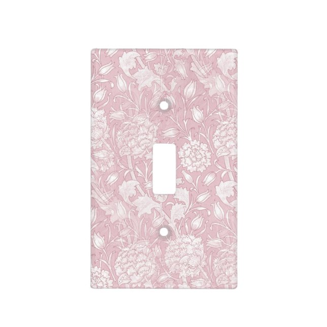 William Morris Floral Pattern in Pink Light Switch Cover (Front)