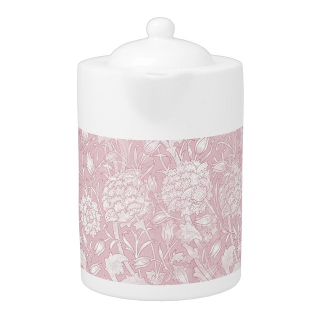William Morris Floral Pattern in Pink Teapot (Front)