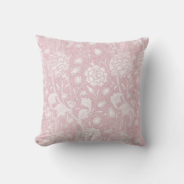William Morris Floral Pattern in Pink Throw Pillow (Front)