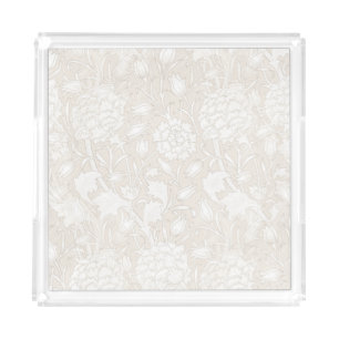 William Morris Floral Pattern in Sepia  Acrylic Tray