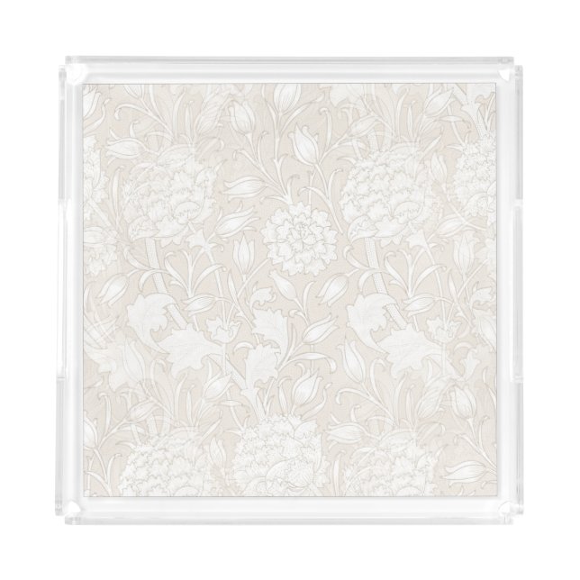 William Morris Floral Pattern in Sepia  Acrylic Tray (Front)