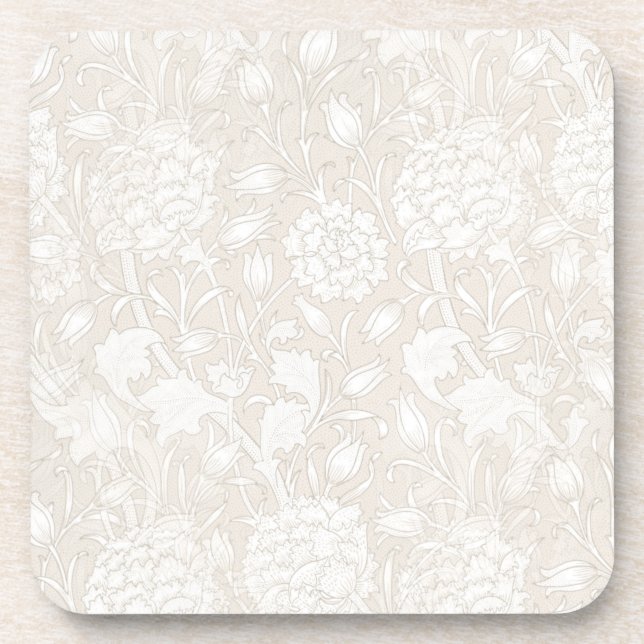 William Morris Floral Pattern in Sepia  Beverage Coaster (Front)