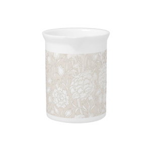 William Morris Floral Pattern in Sepia Beverage Pitcher