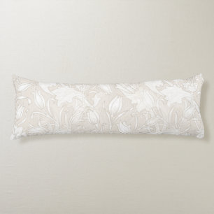 William Morris Floral Pattern in Sepia  Body Pillow