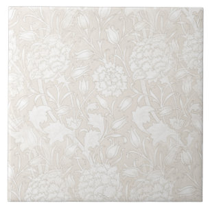 William Morris Floral Pattern in Sepia Ceramic Tile