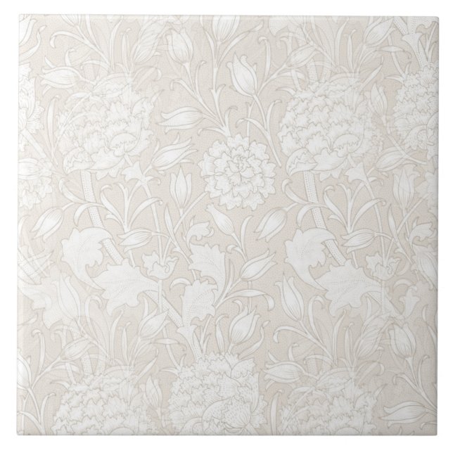 William Morris Floral Pattern in Sepia  Ceramic Tile (Front)