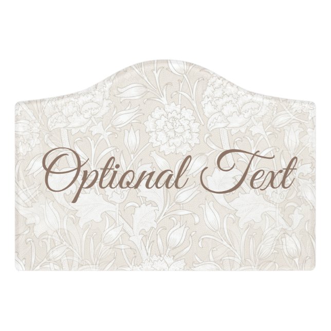 William Morris Floral Pattern in Sepia Door Sign (Small Crest Front)