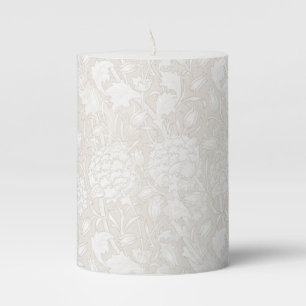 William Morris Floral Pattern in Sepia Pillar Candle