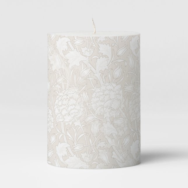 William Morris Floral Pattern in Sepia  Pillar Candle (Front)
