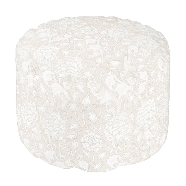 William Morris Floral Pattern in Sepia Pouf (Angled Back)
