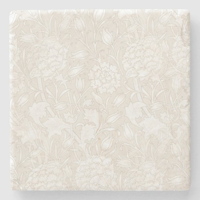 William Morris Floral Pattern in Sepia Stone Coaster (Front)