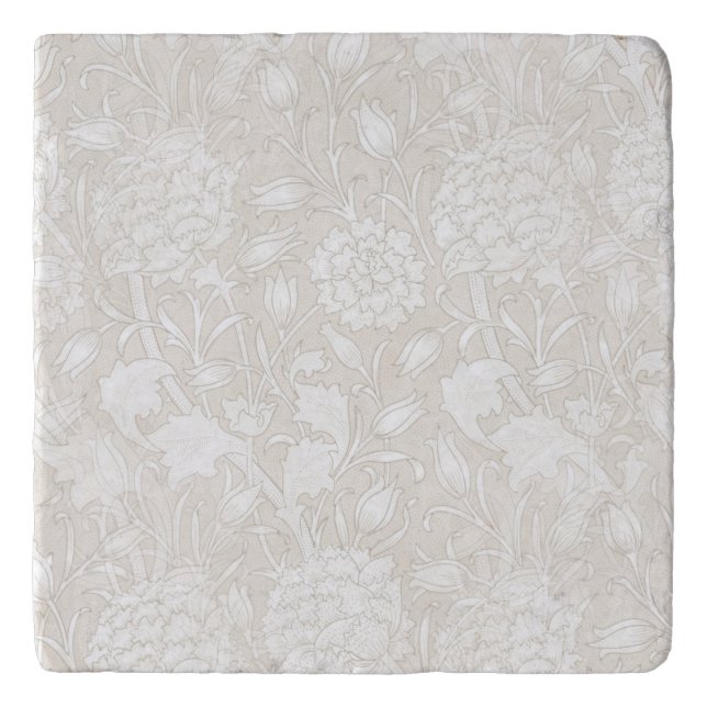 William Morris Floral Pattern in Sepia  Trivet (Front)