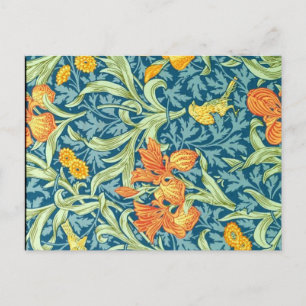 William Morris floral pattern, Iris Postcard