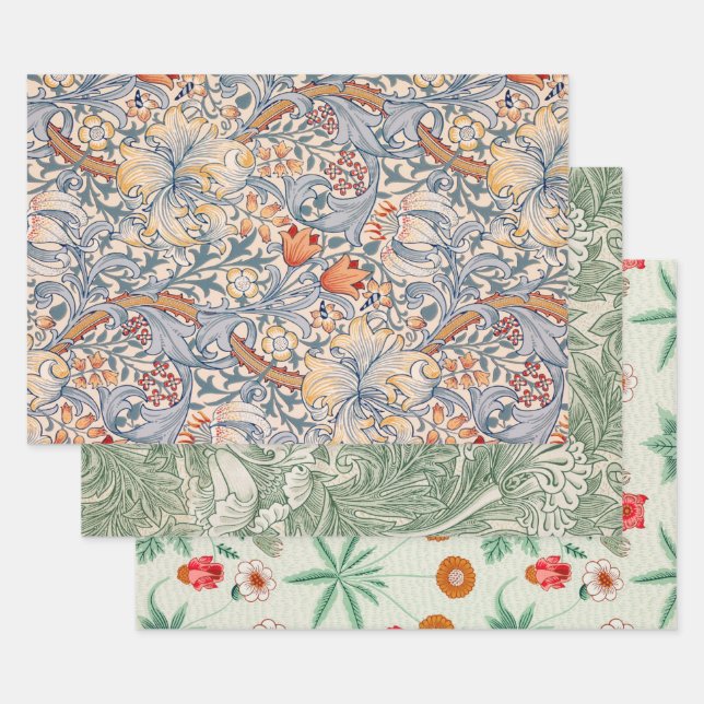 William Morris, Floral Pattern Wrapping Paper Sheets (Set)