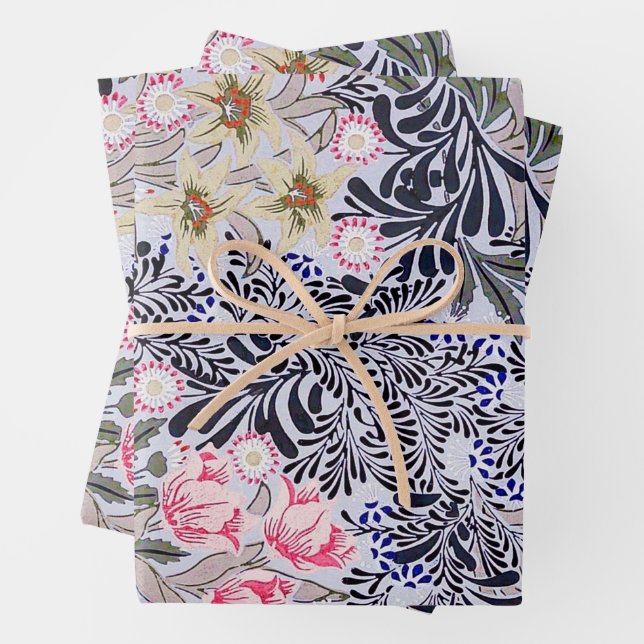 William Morris, Floral Pattern Wrapping Paper Sheets (In situ)