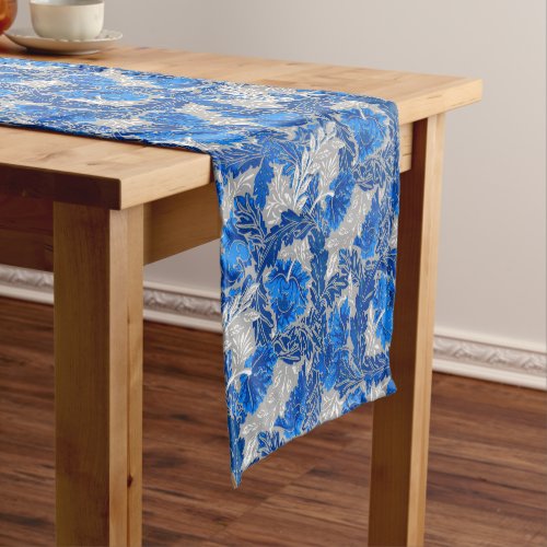 William Morris Floral Sapphire Blue and Gray Short Table Runner