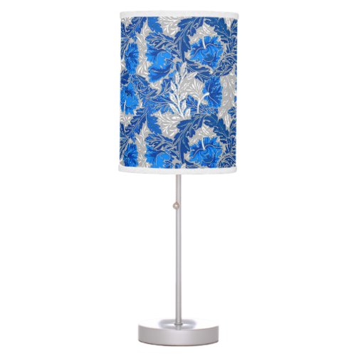 William Morris Floral Sapphire Blue and Gray Table Lamp