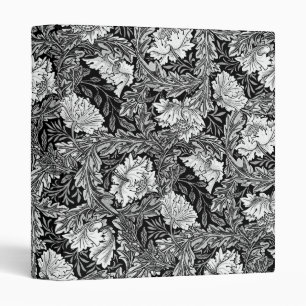 William Morris Floral, White & Gray / Grey 3 Ring Binder