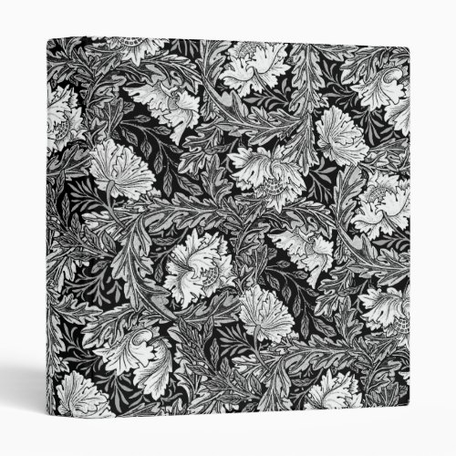 William Morris Floral White  Gray  Grey 3 Ring Binder