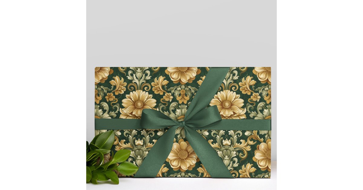 William Morris Florals Leaves Christmas Pattern Wrapping Paper | Zazzle
