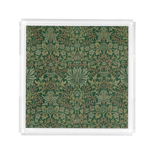 William Morris Flower Garden-Greens Acrylic Tray (Front)