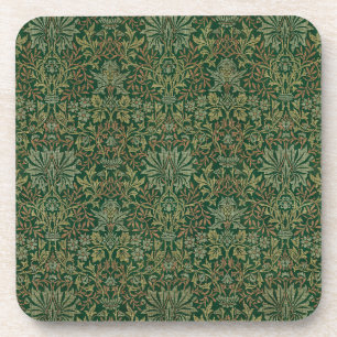 William Morris Flower Garden-Greens Beverage Coaster