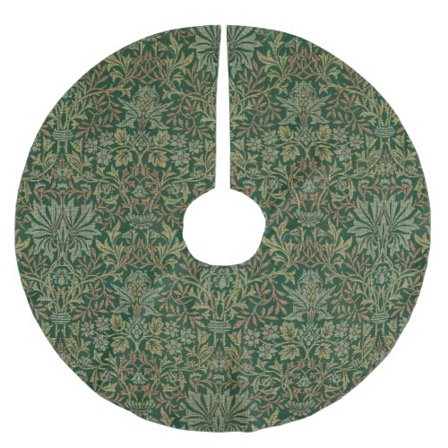 William Morris Flower Garden-Greens Brushed Polyester Tree Skirt