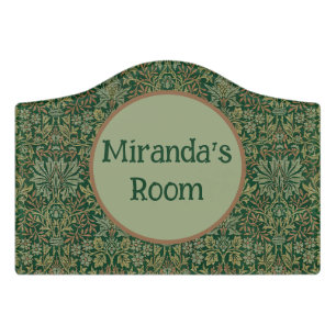 William Morris Flower Garden-Greens Door Sign