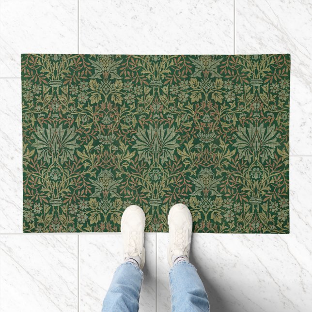 William Morris Flower Garden-Greens Doormat (Indoor)