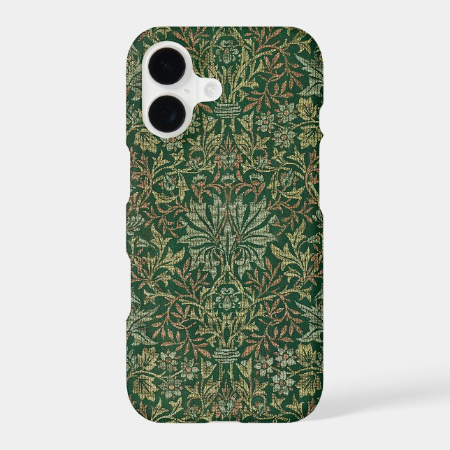William Morris Flower Garden-Greens iPhone Case (Back)