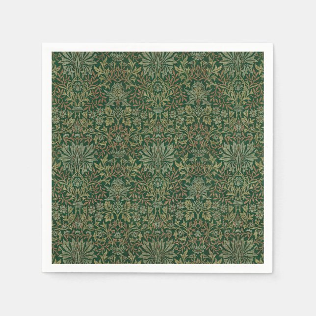 William Morris Flower Garden-Greens Napkins (Front)