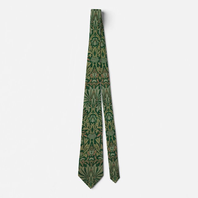William Morris Flower Garden-Greens Neck Tie (Front)
