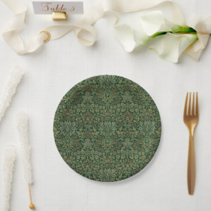 William Morris Flower Garden-Greens Paper Plates