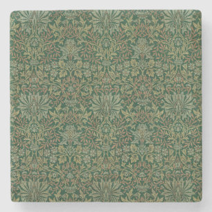 William Morris Flower Garden-Greens Stone Coaster