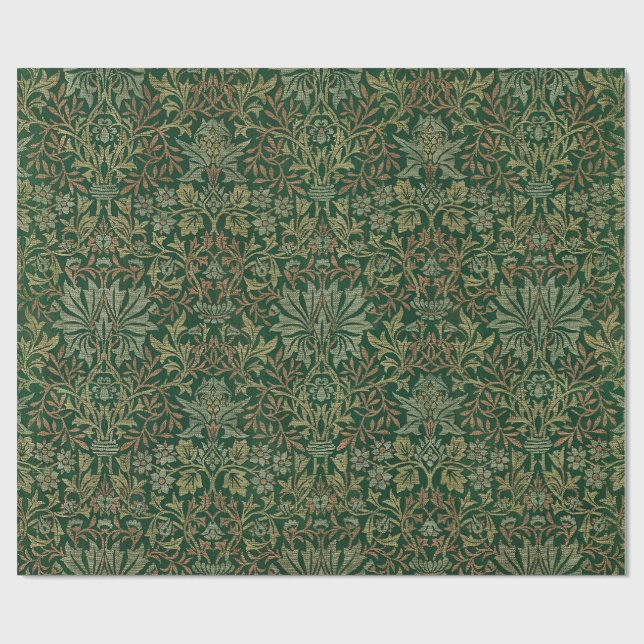 William Morris Flower Garden-Greens Wrapping Paper (Flat)