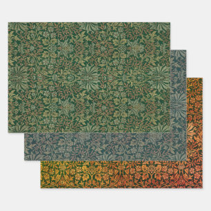 William Morris Flower Garden-Greens Wrapping Paper Sheets