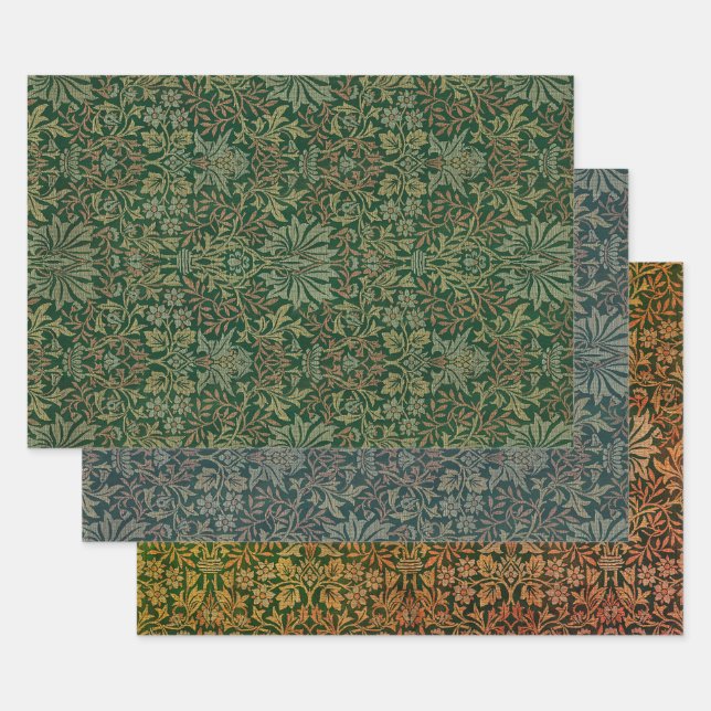 William Morris Flower Garden-Greens Wrapping Paper Sheets (Set)