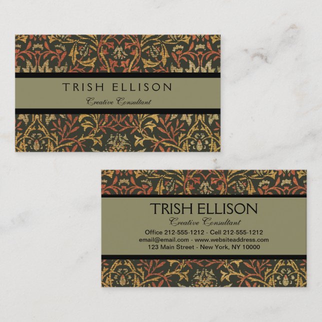 William Morris Flower Garden Tapestry Business Card (Front/Back)