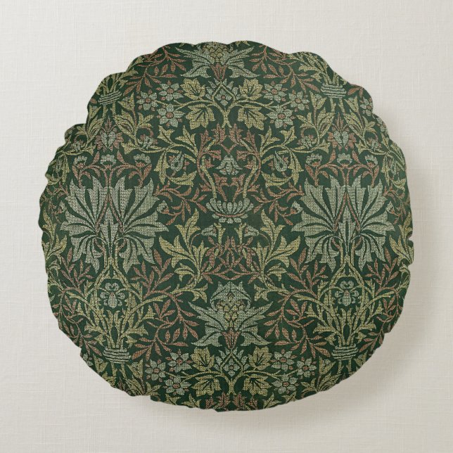 William Morris Flower Garden Tapestry Classic Round Pillow (Front)