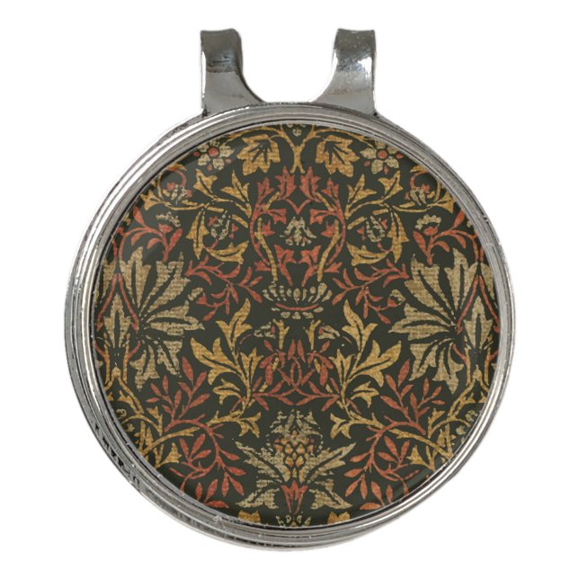 William Morris Flower Garden Tapestry Golf Hat Clip (Front)