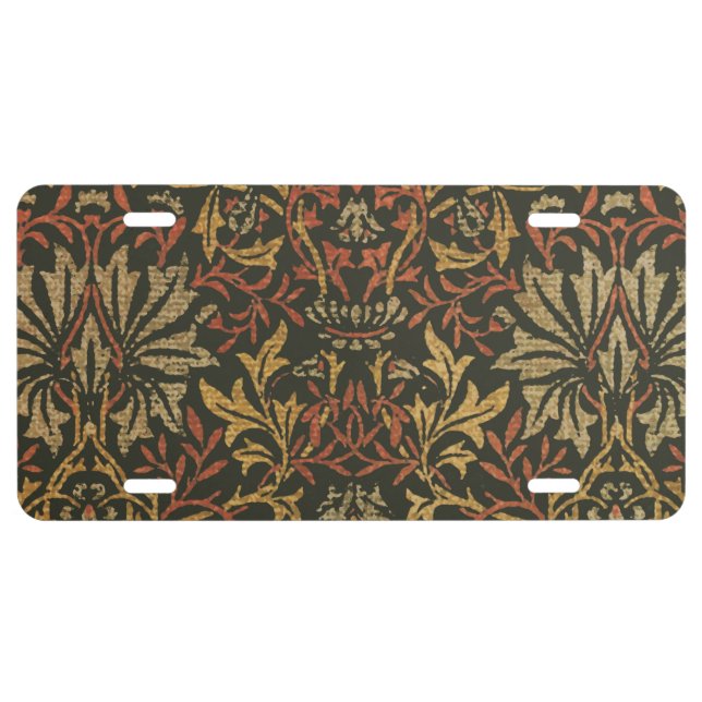 William Morris Flower Garden Tapestry License Plate (Front)