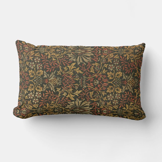 William Morris Flower Garden Tapestry Lumbar Pillow (Front)