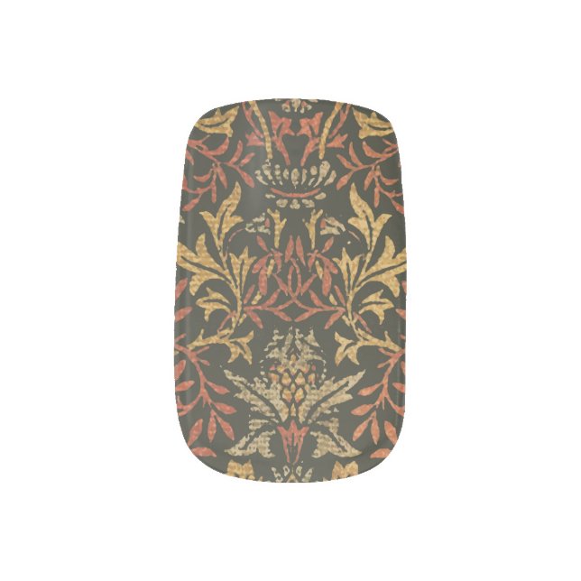 William Morris Flower Garden Tapestry Minx Nail Art (Left Thumb)