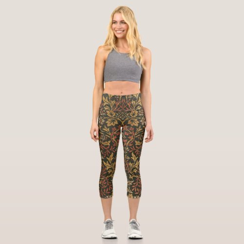 William Morris Flower Garden Warm Classic Botanica Capri Leggings