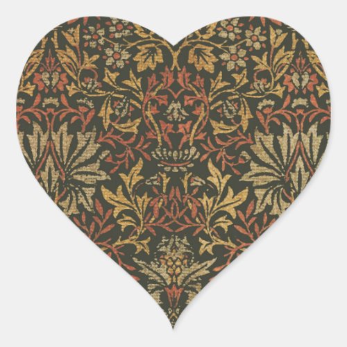 William Morris Flower Garden Warm Classic Botanica Heart Sticker