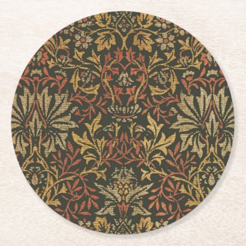 William Morris Flower Garden Warm Classic Botanica Round Paper Coaster