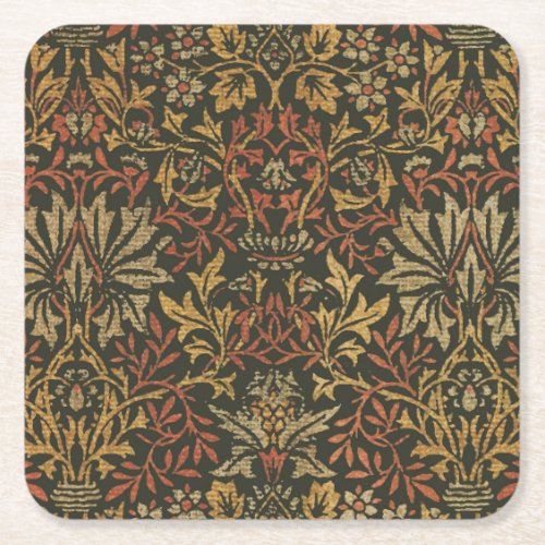 William Morris Flower Garden Warm Classic Botanica Square Paper Coaster