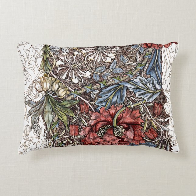 William morris flowers elegant floral illustration accent pillow (Front)
